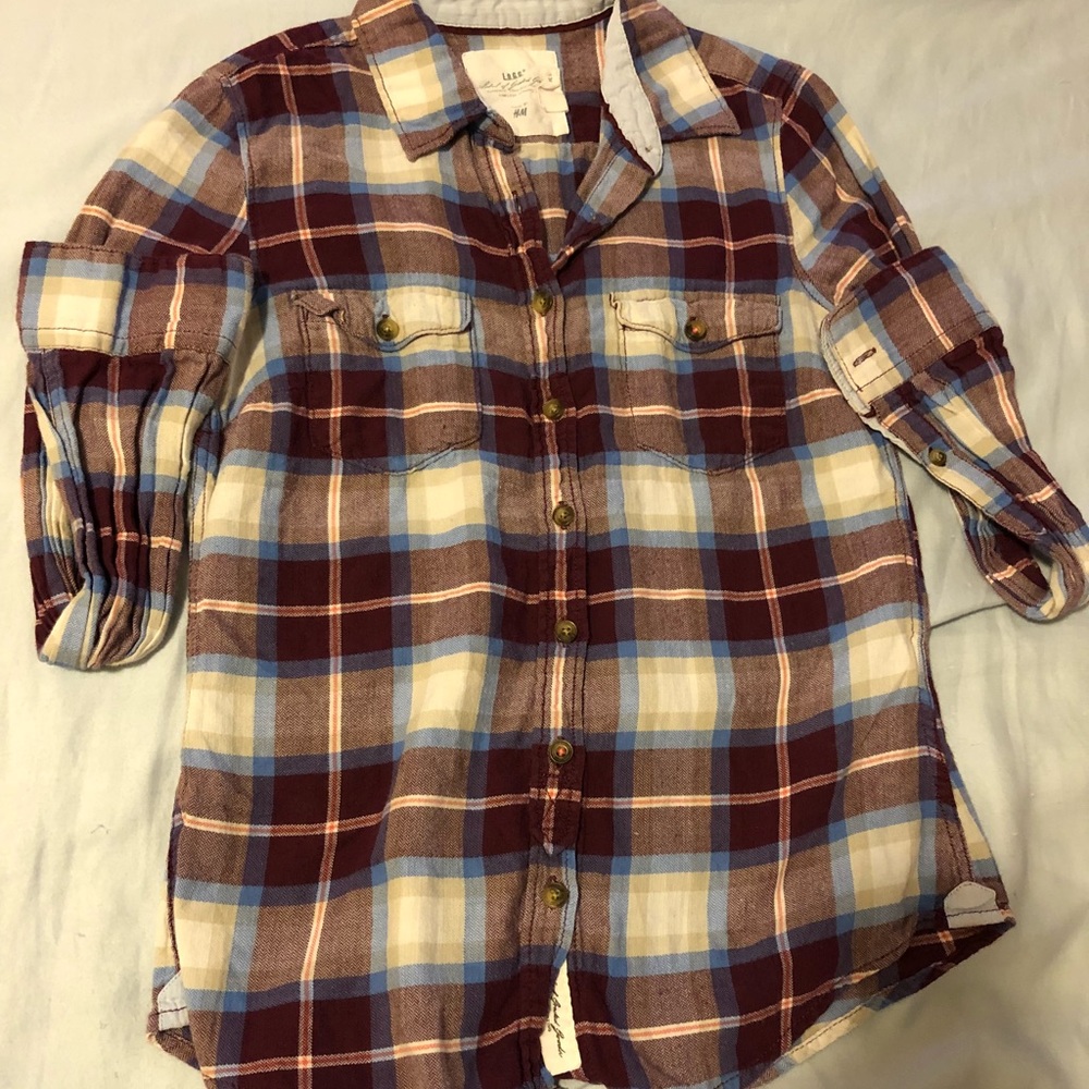 Burgundy plaid shirt
